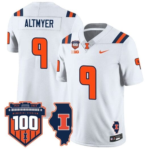 Luke Altmyer Jersey #9 Illinois Fighting Vapor Limited College Football Stitched White