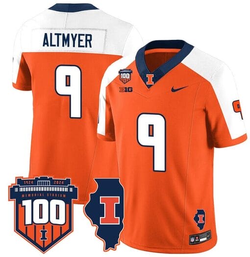 Luke Altmyer Jersey #9 Illinois Fighting Vapor Limited College Football Stitched Orange Alternate