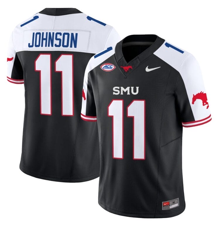 LJ Johnson Jr Jersey #11 SMU Mustangs Icy College Football Vapor Limited Black Alternate