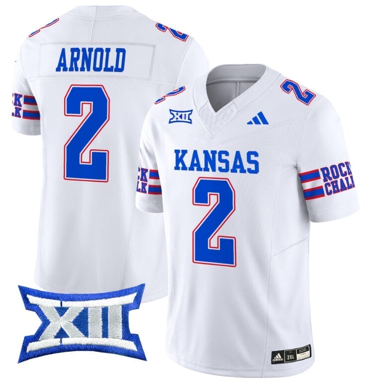 Lawrence Arnold Jersey #2 Kansas Jayhawks 2024 Vapor College Football Vapor Limited White