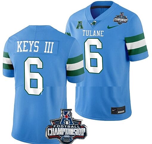 Lawrence Keys II Jersey #6 Tulane Green Wave 2022 ACC Football Championship Blue