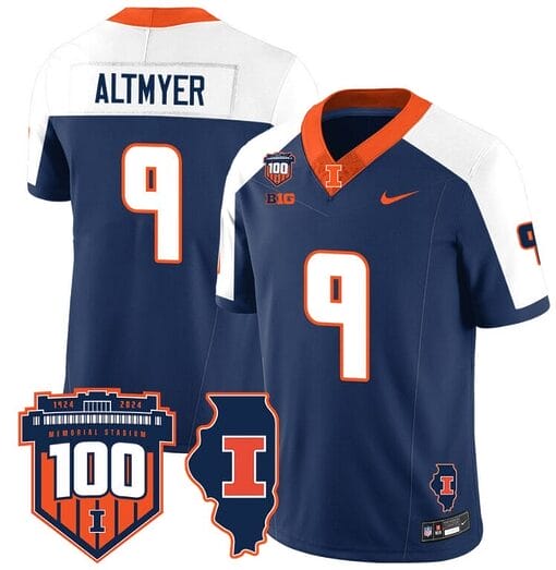 Luke Altmyer Jersey #9 Illinois Fighting Vapor Limited College Football Stitched Navy Alternate