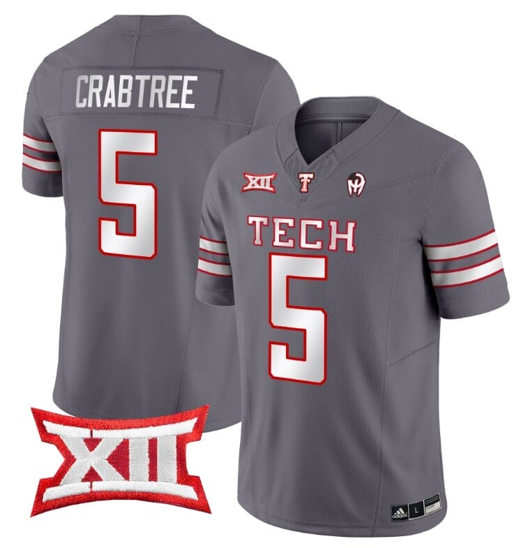 Michael Crabtree Jersey #5 Texas Tech Red Raiders Vapor Limited Football Grey