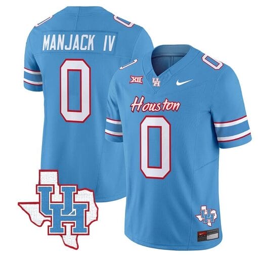 Manjack IV Jersey #0 Houston Cougars Oilers Inspired Vapor College Football Limited Stitched Blue