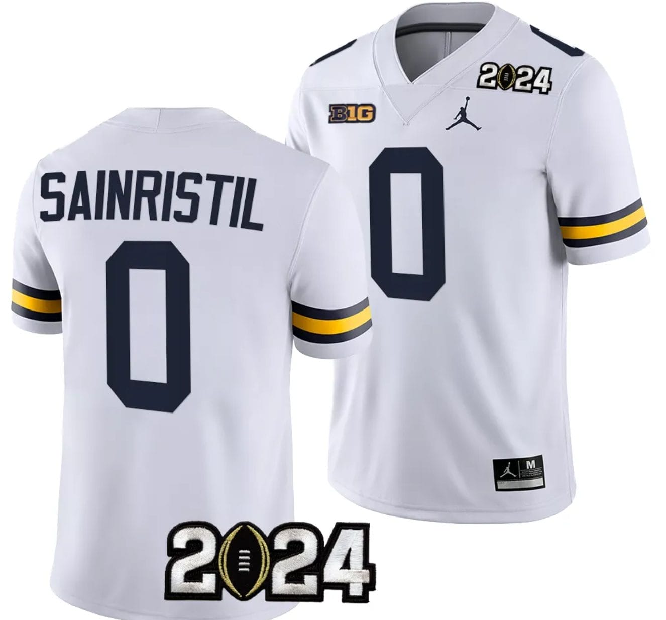 Mike Sainristil Jersey #0 Michigan Wolverines 2024 Football National Championship Playoff White