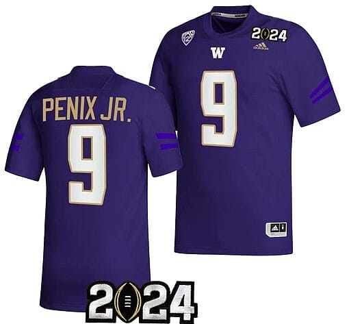 Michael Penix Jr Jersey #9 Washington Huskies 2024 College Football Playoff National Championship Purple
