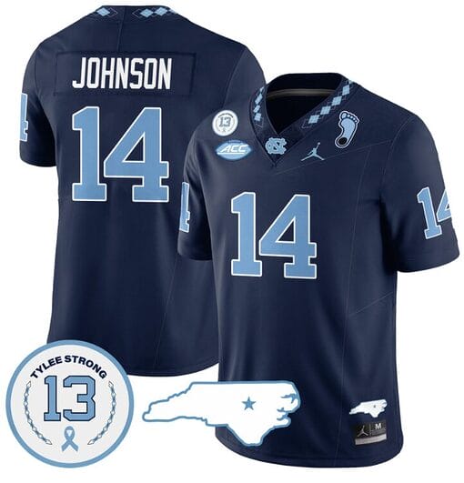 Max Johnson Jersey #14 North Carolina Tar Heels Vapor College Football Stitched Navy