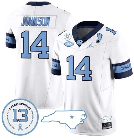 Max Johnson Jersey #14 North Carolina Tar Heels Vapor College Football Stitched Alternate Blue
