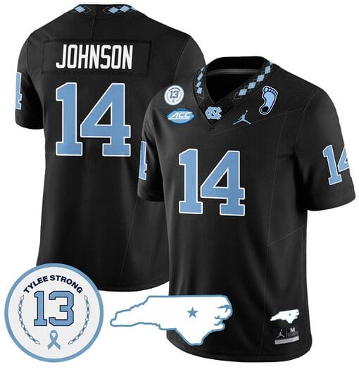 Max Johnson Jersey #14 North Carolina Tar Heels Vapor College Football Stitched Black