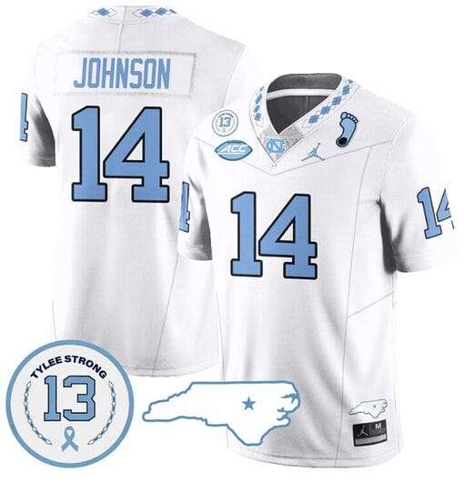 Max Johnson Jersey #14 North Carolina Tar Heels Vapor College Football Stitched White