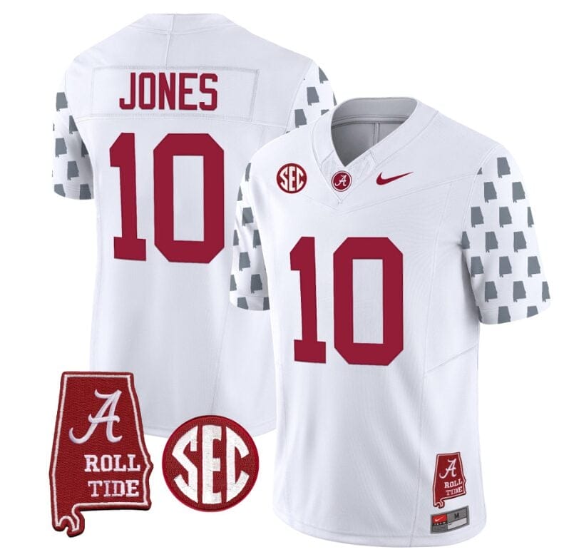 Mac Jones Jersey #10 Alabama Crimson Tide Vapor College Football Limited Stitched White