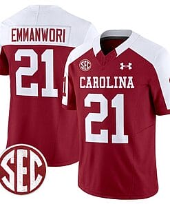 Nick Emmanwori Jersey #21 South Carolina Gamecocks Football 1980 Throwback Vapor Limited SEC Patch Garnet Alternate