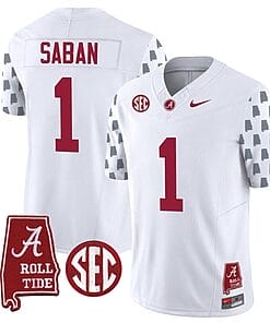 Nick Saban Jersey #1 Alabama Crimson Tide Vapor College Football Limited Stitched White