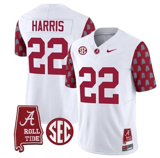 Najee Harris Jersey #22 Alabama Crimson Tide Vapor College Football Limited Stitched Crimson Sleeves