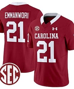 Nick Emmanwori Jersey #21 South Carolina Gamecocks Football 1980 Throwback Vapor Limited SEC Patch Garnet