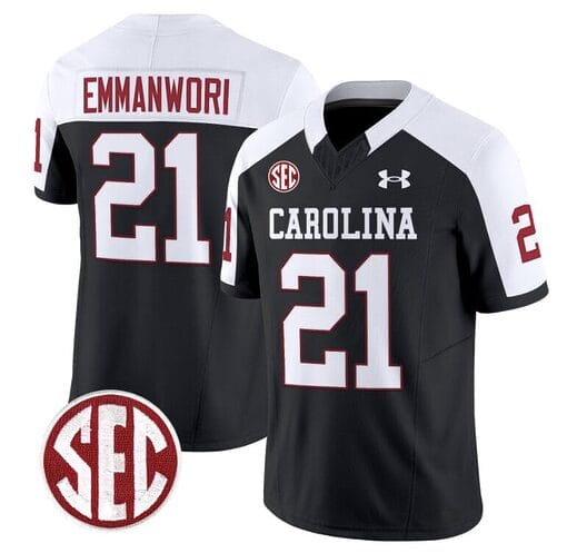 Nick Emmanwori Jersey #21 South Carolina Gamecocks Football 1980 Throwback Vapor Limited SEC Patch Black Alternate