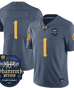 Notre Dame Jersey Number #1 Shamrock Series 2024 College Football Stitched