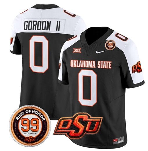 Ollie Gordon II Jersey #0 Oklahoma State Cowboys Leslie O'neal Patch Vapor Limited College Football Stitched Black Alternate