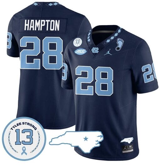 Omarion Hampton Jersey #28 North Carolina Tar Heels Vapor College Football Stitched Navy