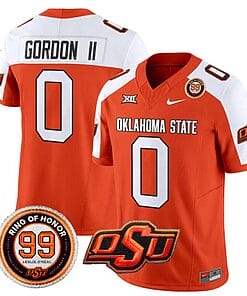 Ollie Gordon II Jersey #0 Oklahoma State Cowboys Leslie O'neal Patch Vapor Limited College Football Stitched Orange Alternate