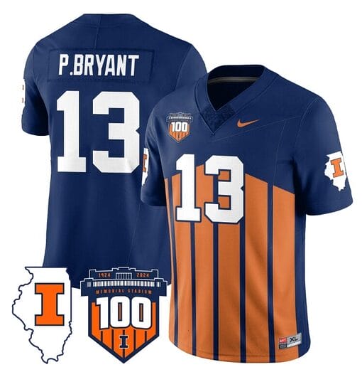 Pat Bryant Jersey #13 Illinois Fighting Vapor Limited College Football Stitched Throwback