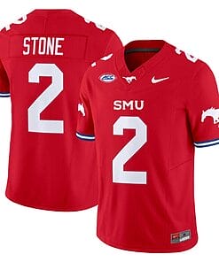Preston Stone Jersey #2 SMU Mustangs Icy College Football Vapor Limited Red