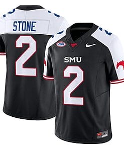 Preston Stone Jersey #2 SMU Mustangs Icy College Football Vapor Limited Black Alternate