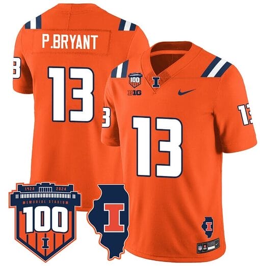 Pat Bryant Jersey #13 Illinois Fighting Vapor Limited College Football Stitched Orange