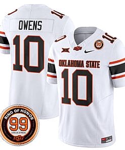 Rashod Owens Jersey #10 Oklahoma State Cowboys Leslie O'neal Patch Vapor Limited College Football Stitched White