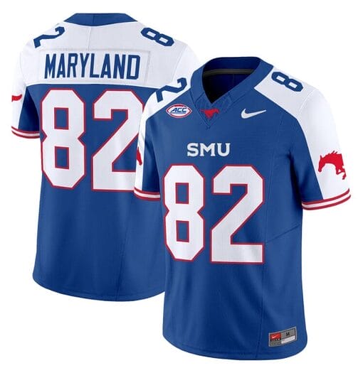 RJ Maryland Jersey #82 SMU Mustangs Icy College Football Vapor Limited Blue Alternate