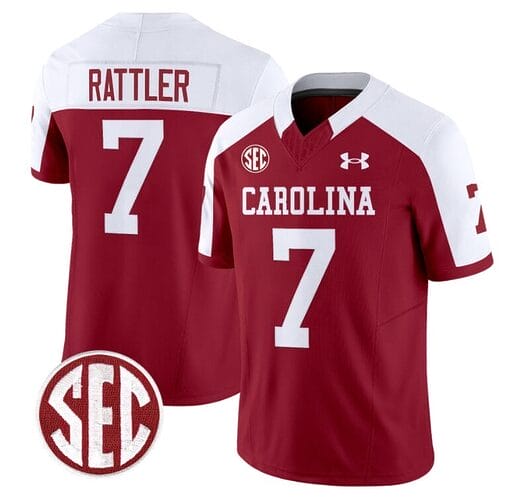 Spencer Rattler Jersey #7 South Carolina Gamecocks Football 1980 Throwback Vapor Limited SEC Patch Garnet Alternate