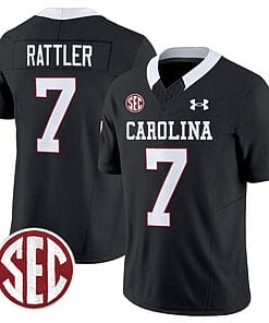 Spencer Rattler Jersey #7 South Carolina Gamecocks Football 1980 Throwback Vapor Limited SEC Patch Black