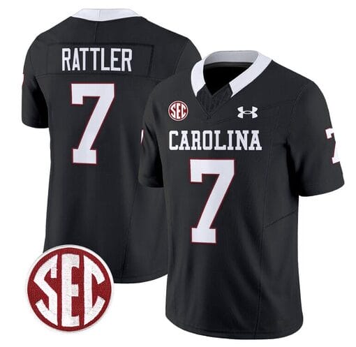 Spencer Rattler Jersey #7 South Carolina Gamecocks Football 1980 Throwback Vapor Limited SEC Patch Black