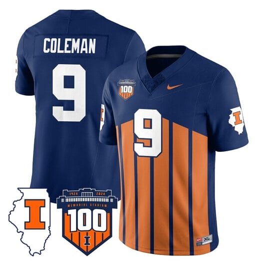 Seth Coleman Jersey #9 Illinois Fighting Vapor Limited College Football Stitched Throwback