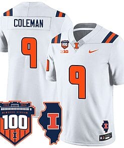 Seth Coleman Jersey #9 Illinois Fighting Vapor Limited College Football Stitched White