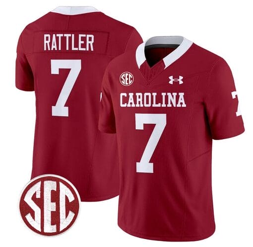 Spencer Rattler Jersey #7 South Carolina Gamecocks Football 1980 Throwback Vapor Limited SEC Patch Garnet