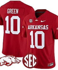 Taylen Green Jersey #10 Arkansas Razorbacks Vapor Limited College Football Stitched Cardinal