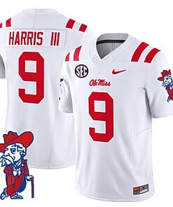 Tre Harris Jersey #9 Ole Miss Rebels Vapor Limited College Football Stitched White