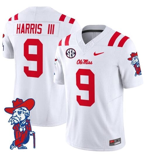Tre Harris Jersey #9 Ole Miss Rebels Vapor Limited College Football Stitched White