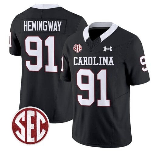 Tonka Hemingway Jersey #91 South Carolina Gamecocks Football 1980 Throwback Vapor Limited SEC Patch Black
