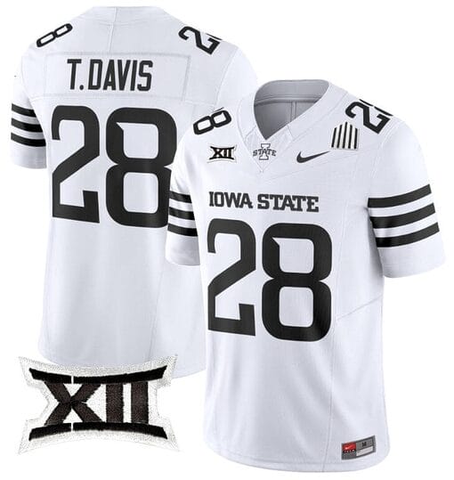 Troy Davis Jersey #28 Iowa State Cyclones Vapor Limited College Football Stitched White Limited