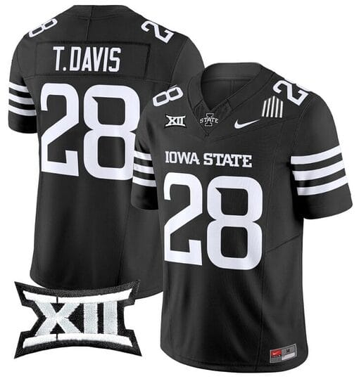Troy Davis Jersey #28 Iowa State Cyclones Vapor Limited College Football Stitched Black