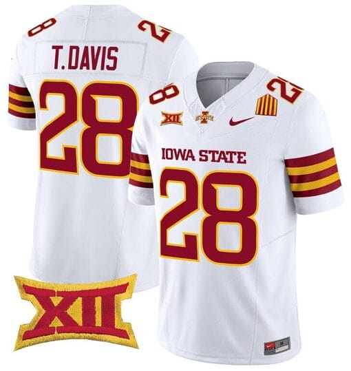 Troy Davis Jersey #28 Iowa State Cyclones Vapor Limited College Football Stitched White