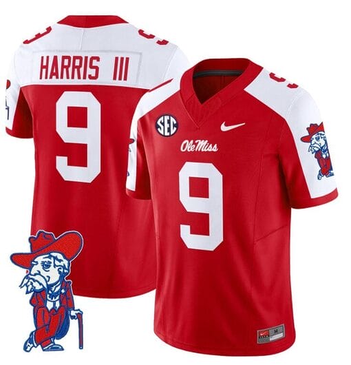 Tre Harris Jersey #9 Ole Miss Rebels Vapor Limited College Football Stitched Red Alterntae
