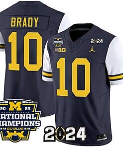 Tom Brady Jersey #10 Michigan Wolverines Vapor Limited Football 2024 National Champions Patch White Sleeves