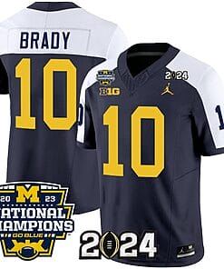 Tom Brady Jersey #10 Michigan Wolverines Vapor Limited Football 2024 National Champions Patch Alternate