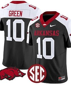 Taylen Green Jersey #10 Arkansas Razorbacks Vapor Limited College Football Stitched Black Alternate