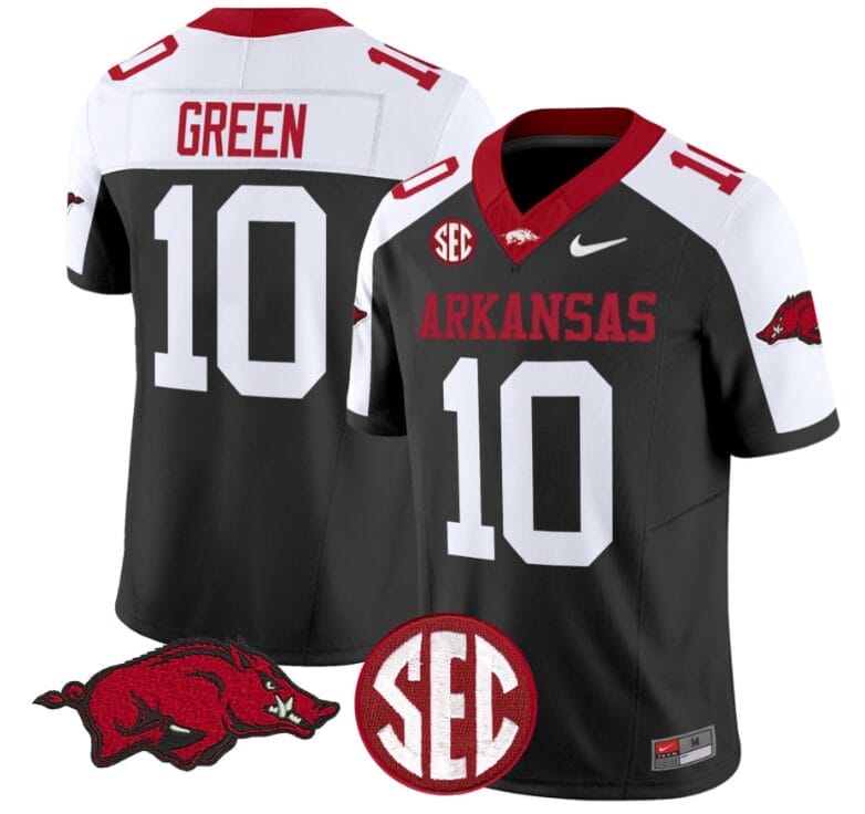 Taylen Green Jersey #10 Arkansas Razorbacks Vapor Limited College Football Stitched Black Alternate
