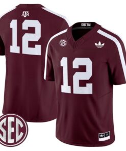 12th Man Jersey 12 Texas A M Aggies 2025 Vapor Limited V2 Stitched Maroon