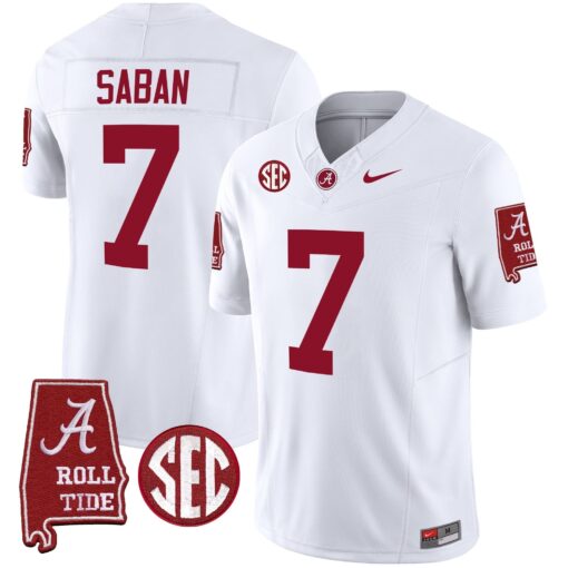 Nick Saban Alabama Crimson Tide #7 Champions Vapor Limited Jersey - All Stitched - Image 4